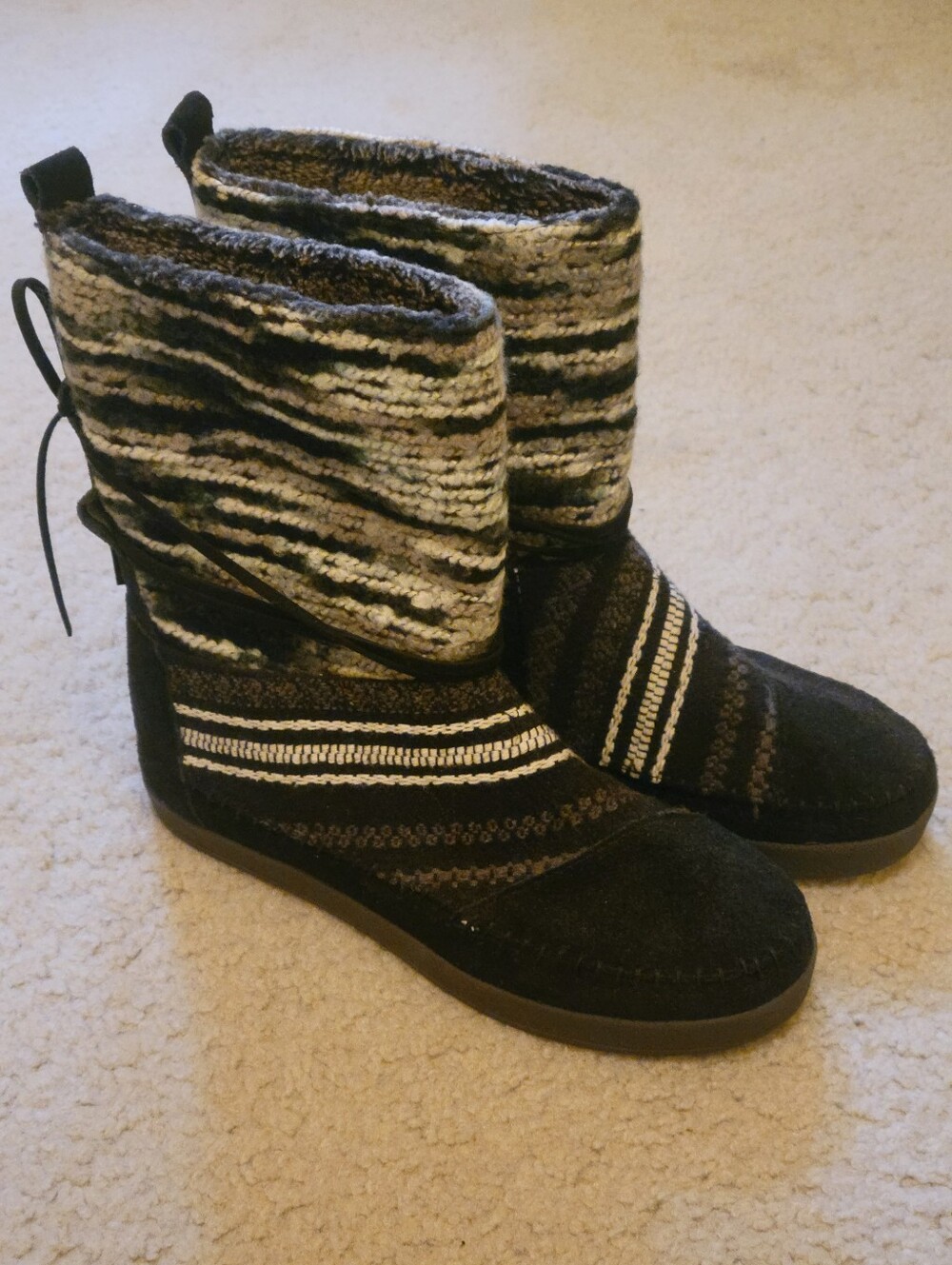 TOMS - Suede and Textile Mix Nepal Boots - Black Mix